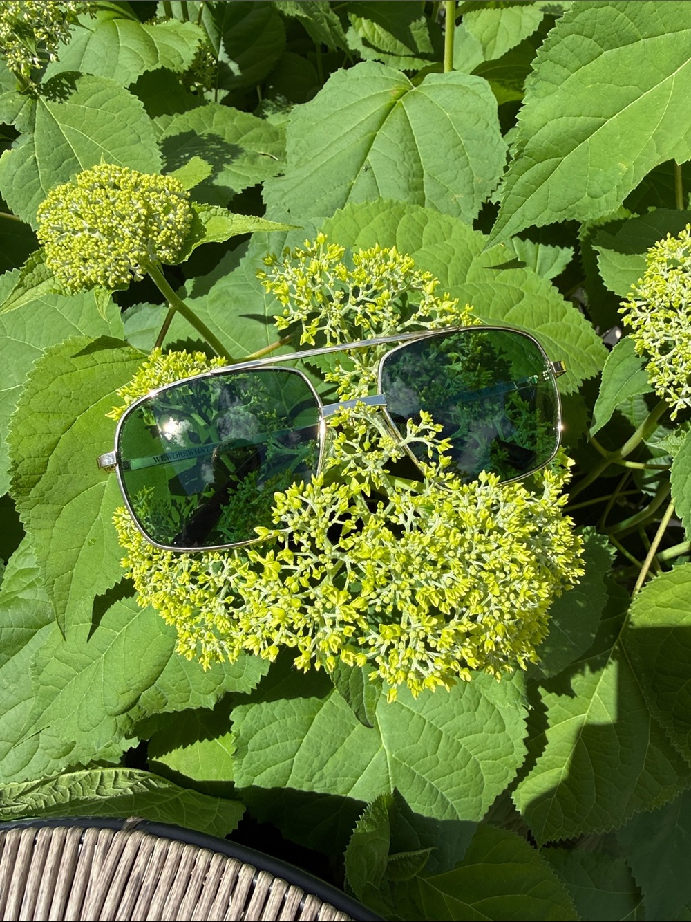 Gold Frame Sunglasses with Green Mirrored Lenses